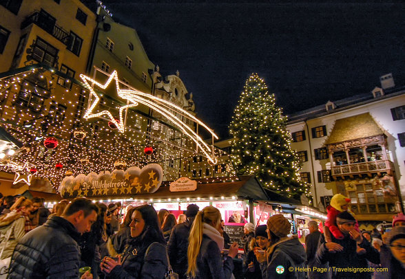 A bustling Christmas market