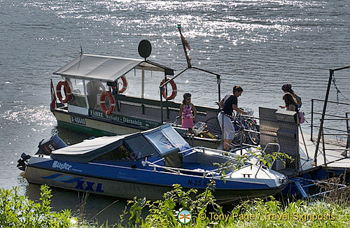 Crossing the Danube on this little ferry