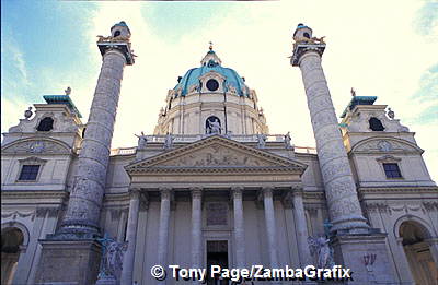 Karlskirche designed by Fischer von Erlach.