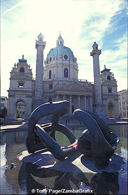 Karlskirche's two replica Trajan's Columns