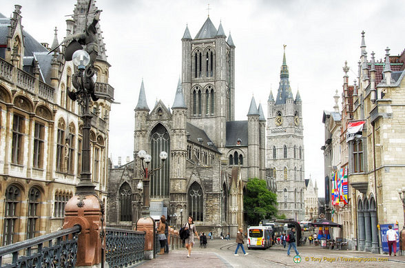 Ghent's historic centre as seen from St Michael's Bridge