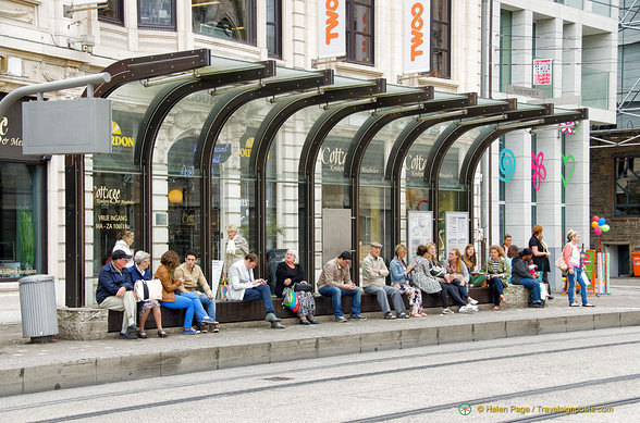 A busy tram stop