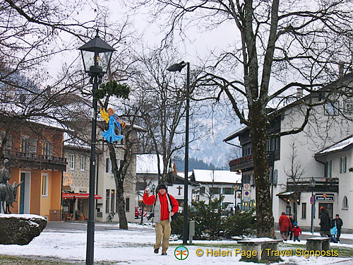 Pretty park in front of the  Oberammergau Passion Play Theatre