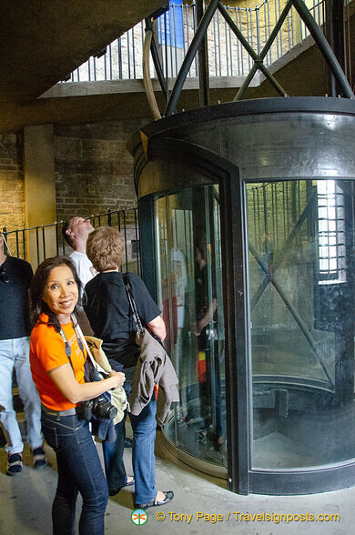 Waiting to ride the lift to the tower viewing gallery