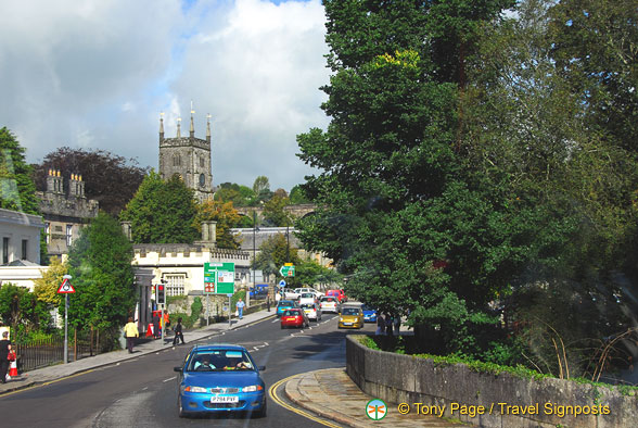 Driving through Tavistock town centre