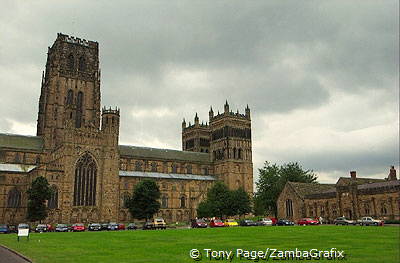 Within the cathedral you will see shapes and patterns carved into the columns [Durham - England]