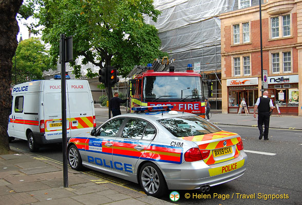 A fire alarm opposite the Gardens