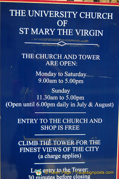 Opening times of St. Mary's tower