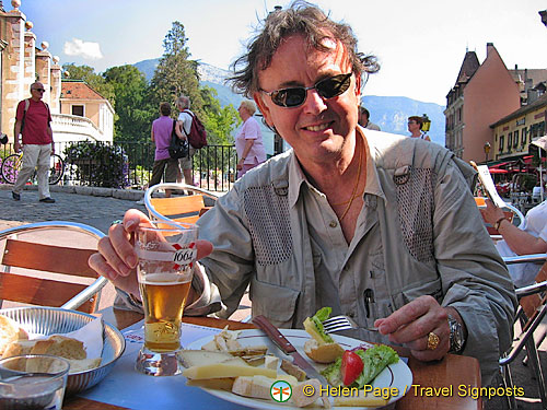 Tony enjoying some great cheeses and a beer