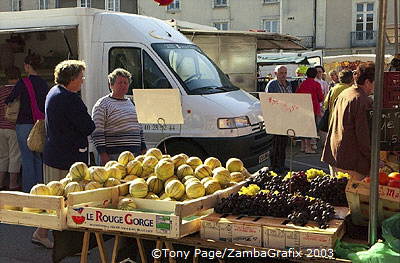 The village of Chateaubriant, and it's market day! 