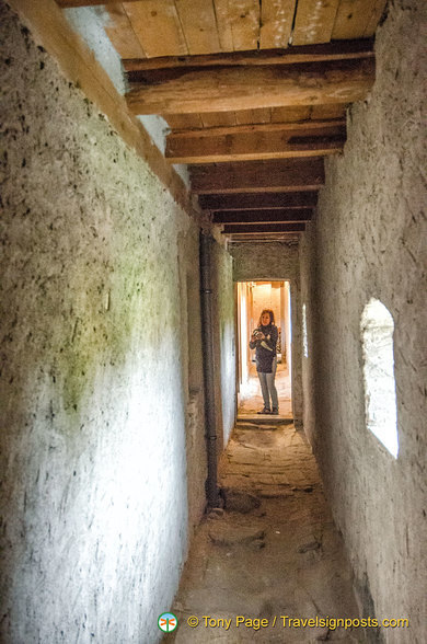 Narrow corridor of the old town mill