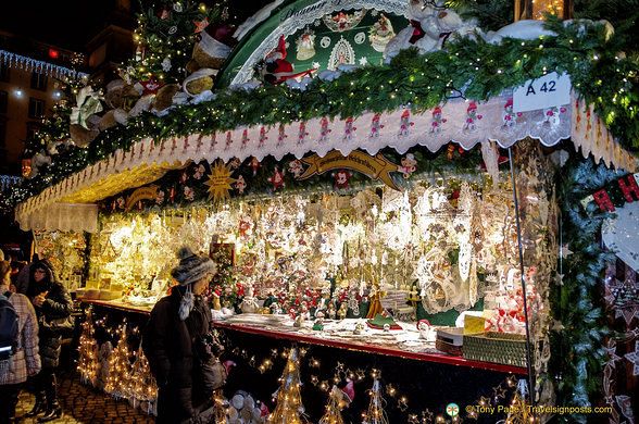 Me, admiring the Christmas decorations and table napery