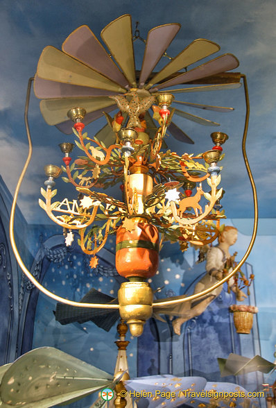 A Christmas pyramid chandelier