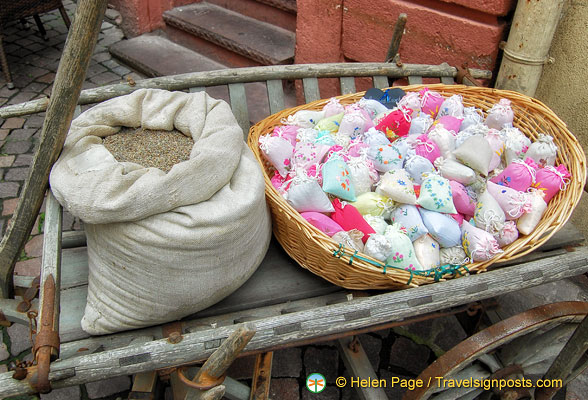 Colorful little bags of herbs