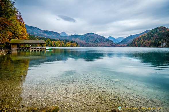 Boathouse on Alpsee Lake