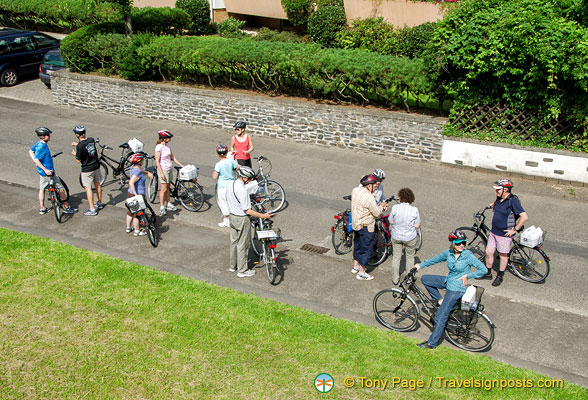 The Uniworld river cruise cyclists assembling for their cycling tour