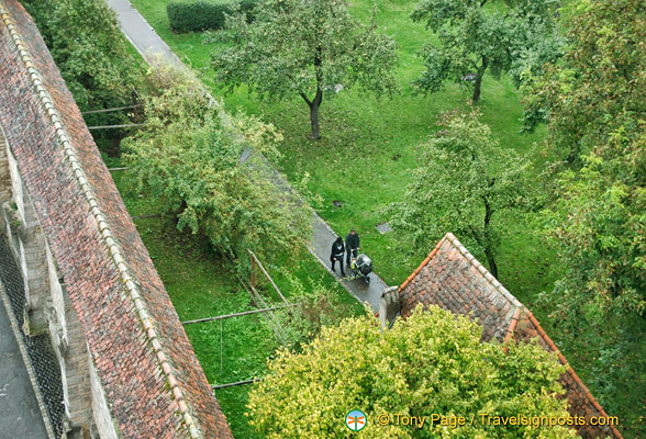 View of Rothenburg fortification wall from the Roderturm