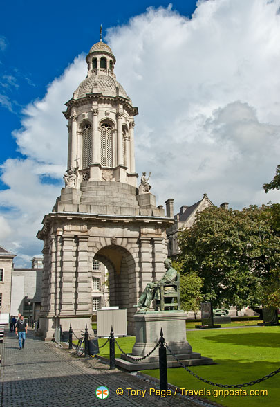 The Campanile on the western side of the college