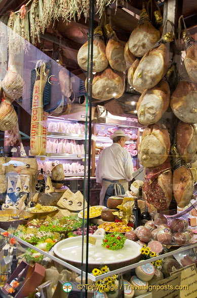 La Baita shop window, full of tempting foods