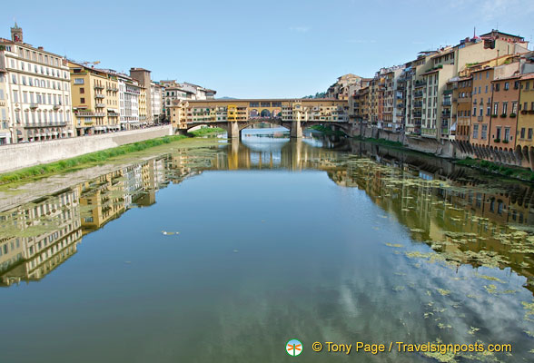 View of the Arno and Ponte Vecchio as seen from Ponte delle Grazie