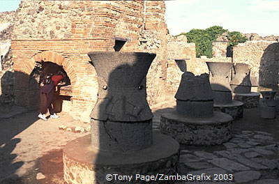 Casa del Forno, once the only large bakery in Pompeii