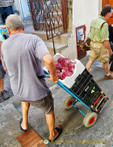 This delivery man has many steps to climb