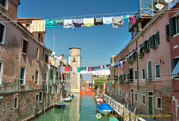 Colourful washing add to the colour of this area