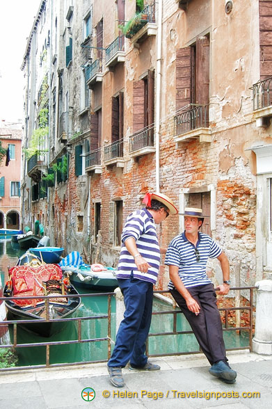 Gondoliers having a break