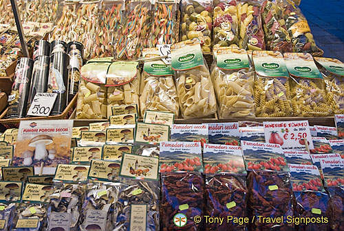 Pastas, dried porcini, sundried tomatoes