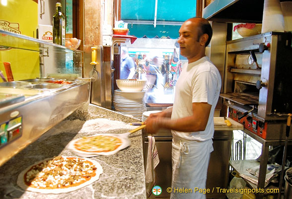 Watching the pizza chef at work