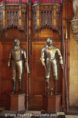 Collection of armour and weapons in the Great Hall 