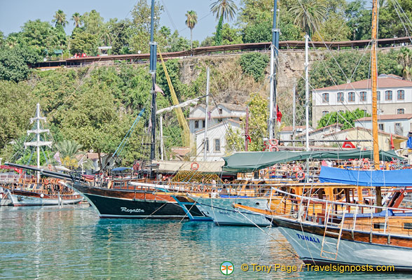 Beautiful wooden boats that do the waterfall cruises