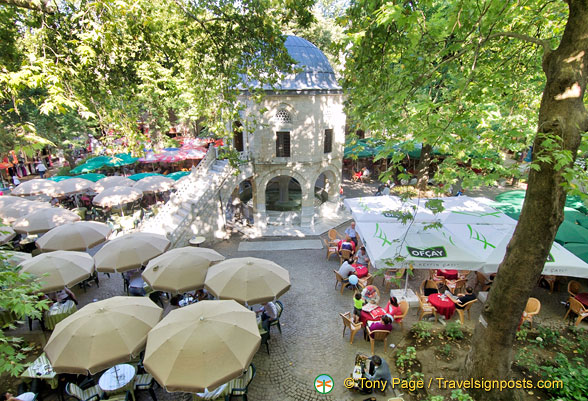 Koza Han courtyard is a popular tea garden