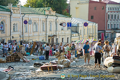 St Andrew's Church and Flea Market, Andriyivsky uzviz (St Andrew's Descent), Kyiv (Kiev)