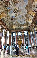 Ceiling fresco showing Pallas Athena on a chariot drawn by lions - a symbol of wisdom and moderation