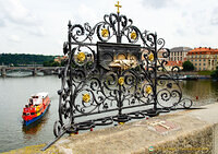 Plaque marking spot where St John of Nepomuk was thrown off Charles Bridge