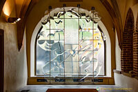 Engraved window inside the Old Town Hall Tower