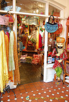 Camden Markets - Bright-coloured scarves, bags, etc.