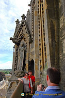 Gargoyles and statues form part of the decoration of St Mary's church spire