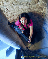 Climbing the very narrow spiral staircase of St Mary's Church