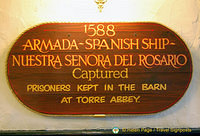 About the 1588 capture of the Nuestra Senora del Rosario, a Spanish Armada ship.  The prisoners were kept in the barn at Torre Abbey.