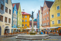 Town fountain with St Magnus