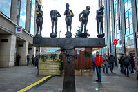 The Rationalisatikerin, a bronze sculpture on Grimmaische Street in Leipzig