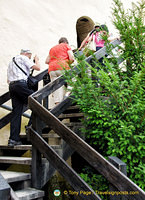 Climbing to Marksburg courtyard with central keep