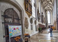 Wall of memorial plaques