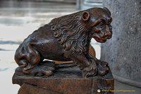 Carving of mythical creature on choir stalls