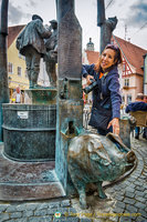 Market fountain in Nördlingen marktplatz