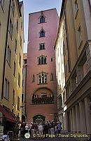 Once a patrician home, Baumburgerturm now house Dampfnudel Uli, the famous dumpling house