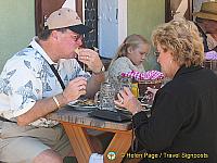 Mike and Jackie tucking into their bratwurst