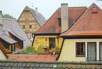 View of different house roofs from the Rothenburg wall